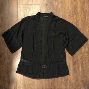Black Lace Kimono Cardigan
